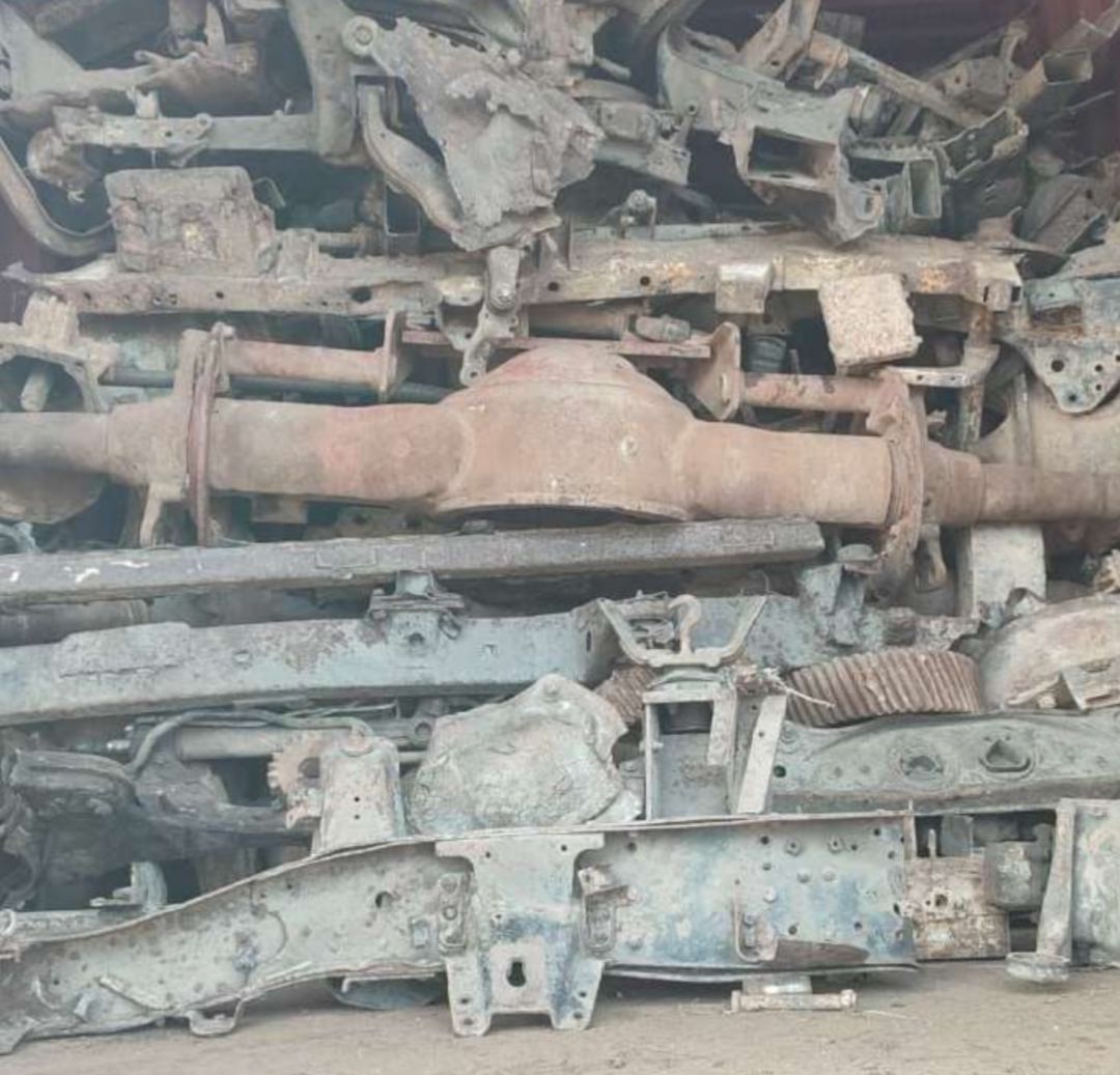 HMS scrap — close view of automotive components